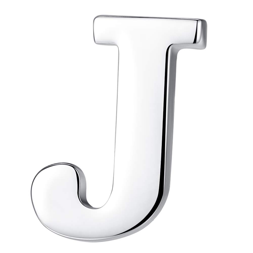 HONEY BEAR 1pc Alphabet Letters A to Z Collar Brooch Label Pins Badge for Mens' Suit/Women's Shirt for Business Gift,Silver J 0.94in