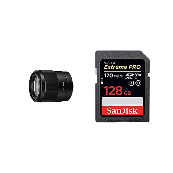Sony SEL-35F18F Standard Objektiv (Festbrennweite, 35 mm, F1.8, Vollformat) schwarz & SanDisk Extreme PRO 128GB SDXC…
