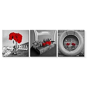for Living Room Bedroom Home Artwork Flowers Paintings x3 Panels