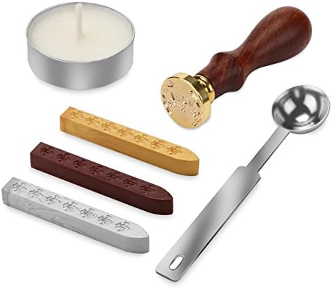 Powstro K Retro Wax Seal Stamp Kit Wax Stick Spoon Gift Box Set for Decorating E nvelopes Party Invitations