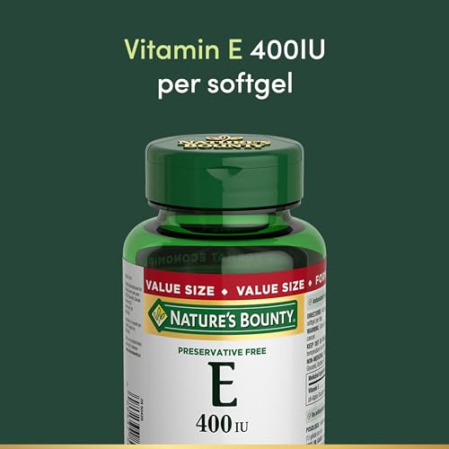 NATURE'S BOUNTY Vitamin E, 400 IU, Antioxidant, Preservative Free, 200 Softgels, 134 g