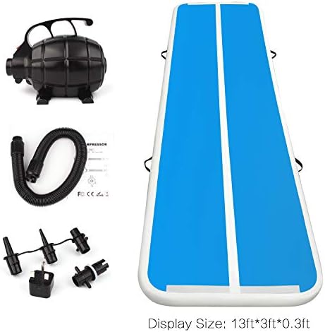 Air Track Gymnastics Tumbling Mat Floor 3/4/5/6M Airtrack Inflatable Training Mat Blue with Pump for Home/Picnic/Taekwondo/Gym/Cheerleading