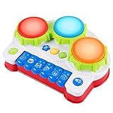 SGILE Baby Drum Musical Toy, Keyboard Piano Drum Set with Music and Lights, Infant Musical Electronic Learning Toy for 1 Year Old Baby Infant Toddler