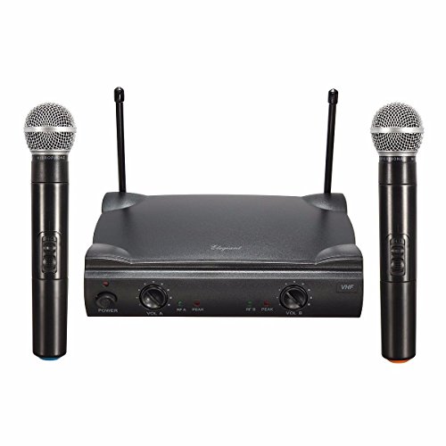 ELEGIANT Dual Wireless Microphone System - Professional Home KTV Set - Portable 2-Channel Microphone Karaoke Kit VHF