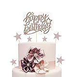 7 Pack Glittery Rose Gold Happy Birthday Cake Topper, 2020 Party Decorations Cak