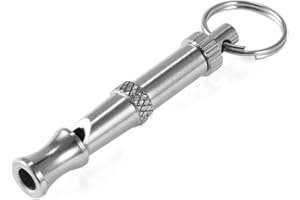 TypoGrove Dog Whistle to Stop Barking, Silver Pets Whistle Adjustable Pet Training, Sound Control Stainless Steel Puppy Bark Whistles with Suspendable Key Chain Dogs