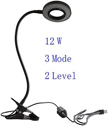 12W LED Desk Lamp Adjustable 3 Mode &amp; 2 Level 4 Combinations Cold/ Warm Light, Natural Light Switch Dimmable Clip Desk Light Bulb Clamp Flexible Gooseneck 360 Degree for Learning, Reading, Working