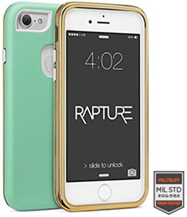 iPhone 8 4.7" Case, Cellairis Rapture Elite 3-Layer Grippy Protective Shockproof Rugged Impact Polycarbonate/Silicone Defense Case for Apple iPhone 8 - Matte Finish (Mint/Gold)
