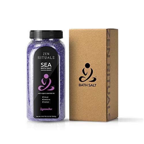 Zen Rituals Pure Mineral Sea Bath Salt for Relaxation with Organic Essential Oil Lavender Aromatherapy