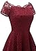 Dressystar Women's Lace Cocktail Dress Hi-Lo Off Shoulder Bridesmaid Swing Formal Party Dress 0042 Burgundy S