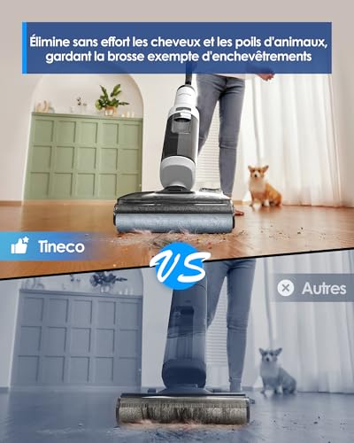 Tineco Floor One Stretch S6 Vacuum Cleaner, Powerful Intelligent Wet and Dry Vacuum Cleaner, Flat 180°, Two-Edge Cleaning, Flashdry Self-Cleaning at 70°C in 5 Min, 40 Min Autonomy
