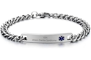 ZKXXJ Emergency Medical Alert ID Bracelets for Men Women Stainless Steel Link Chain Bracelet Identification Charms Allergy Awareness Jewelry with Medical Card,Customizable,Blue/Red Signs