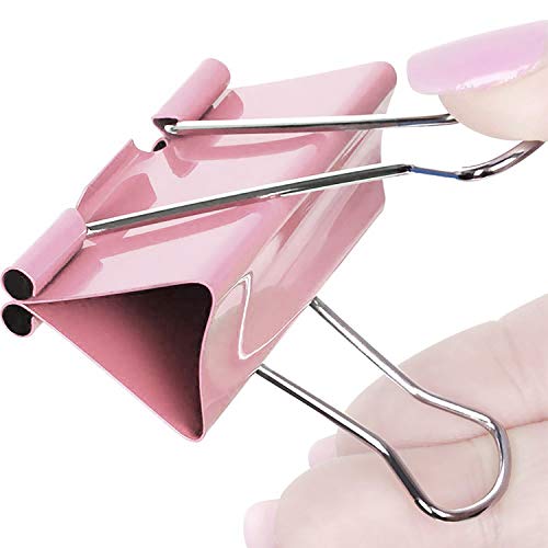 Binder Clips Paper Clamps Assorted 6 Sizes, 100 Pcs in One Package,Paper Binder Clips Metal Fold Back Clips Great for Office,School and Home Supplies 4 Colors - Thumbnail 5