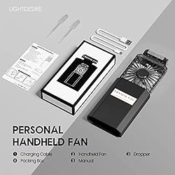 LIGHTDESIRE Handheld Fan with Crystal Stones, Mini