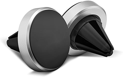 360 Degree Mobile phone Holder Air Vent Mount Magnetic Car Holder For Any Phones, GPS iPhone Samsung HTC, Suitable gift item (Silver)