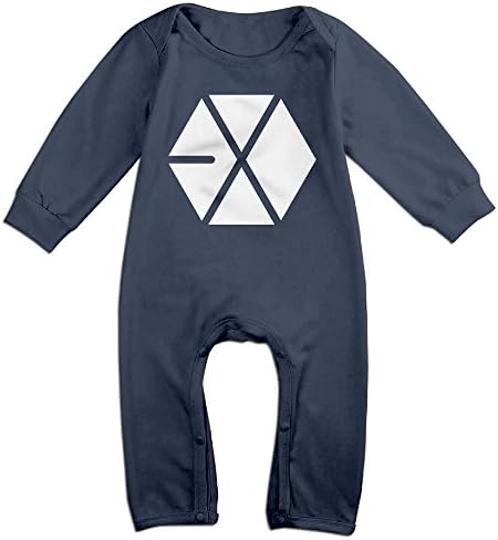 PCY Newborn Babys Boy's &amp; Girl's Kpop EXO Logo Long Sleeve Baby Climbing Clothes For 6-24 Months Navy Size 12 Months