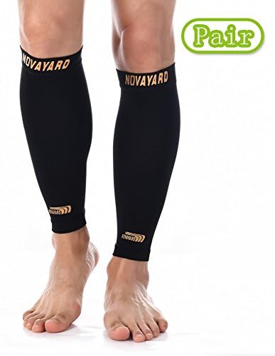 Calf Compression Sleeve 1 Pair, Leg Compression Socks for Men and Women ( 20-30mmHG ), Support Running,Hiking, Cycling, Fitness, Help Shin Splints, Varicose Veins, Calf Pain &amp; Swelling Relief