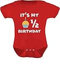 Tstars - It's My Half Birthday Outfit for Baby 1/2 Birthday Gift Baby Bodysuit 12M (6-12M) Red