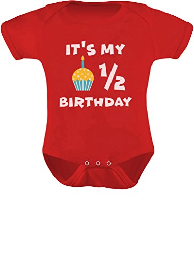 Tstars It's My Half Birthday Outfit for Baby 1/2 Birthday Gift Baby Bodysuit 12M (6-12M) Red