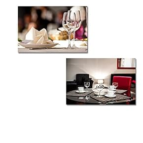 Empty Glasses Set in Restaurant 2 Panel x 2 Panels