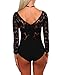 Shawhuwa Womens Sexy Floral Lace Cut Out Long Sleeve Bodysuit Clubwear Tops (Medium, Black 12)