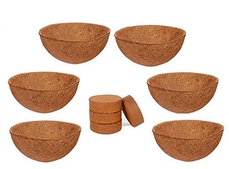 COIR GARDEN Coco Fiber Liner - Planter Box Liners - Coir Window Liner - Basket Liner 12 INCH - Buy 6 Pieces (GET Coco Disk 4 NOS Free)