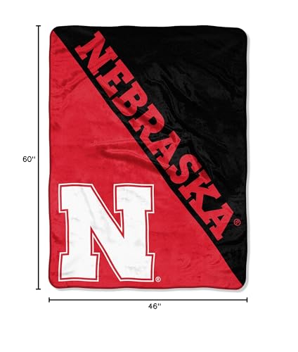 Northwest NCAA Nebraska Cornhuskers Unisex-Adult Micro Raschel Throw Blanket, 46 x 60, Halftone