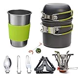 ARDI Camping Cookware DS101 Super Light Set with Tableware Gas Stove， Portable Camping Cookware Mess Kit Folding