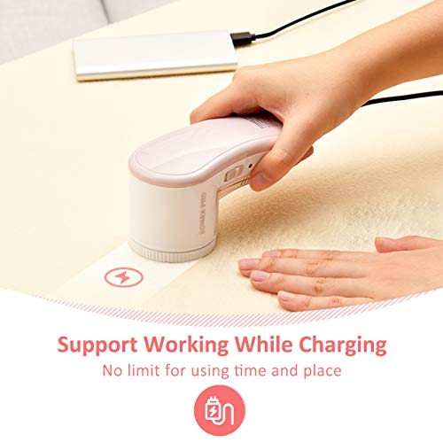 ATMOKO Electric Lint Remover, Portable Fabric Shaver with USB Charging Port, Efficient Fabric Remover for Bobbles, Fluff, Fuzz, Balls, Clothes, Pink - Thumbnail 2
