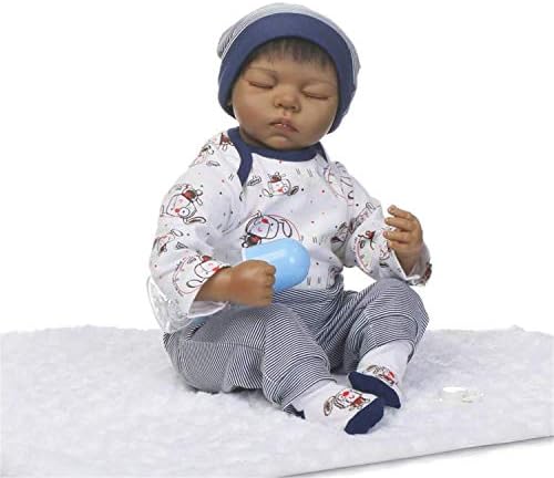 リアルな異人種間の男の子の目を閉じた22インチ55cm眠っ