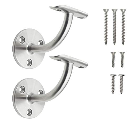 Stainless Steel 316 Grade Wall Mount Staircase Handrail Bracket for 1-1/2 or 1-5/8 OD Hand Railing, Stain, 2-Pack - Thumbnail 7