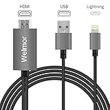 Welmor HDMI Adapter Cable, 6.6ft High Speed HDMI Digital AV Adapter 1080P HDTV Cord Compatible with iPhone X/8/7/6/plus iPad iPod iPhone to HDMI Cable,Plug and Play