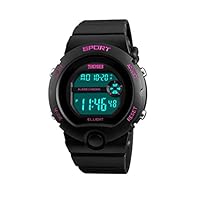 YQDZ Fashion Ladies Digital Watch, 50M Waterproof Woman Wristwatches with Alarm Chronograph LED Backlight Female Relogio Feminino Reloj De Mujer,Purple