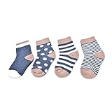 4 Pairs/Pack Baby Toddler Lovely Stripe Polka Dot Socks Boys Girls Kids Cotton Socks Foot Warm Seamless Socks