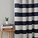 Deconovo Navy Blue Striped Room Darkening Curtains Rod Pocket Nautical Navy and Greyish White Striped Curtains for Kids Room 52W X 63L Navy Blue 2 Panels