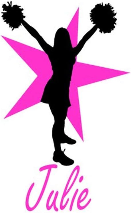 aluckyhorseshoe Cheerleader Personalized Wall Decal Team Sport Sticker Girls Cheer Decal Teen Girl Bedroom Name Decor Childs Room Sport Decor (28 X 46 inches) (22 X 36 inches)