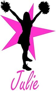 aluckyhorseshoe Cheerleader Personalized Wall Decal Team Sport Sticker Girls Cheer Decal Teen Girl Bedroom Name Decor Childs Room Sport Decor (28 X 46 inches) (22 X 36 inches)