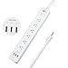OOLLWW Surge Protector UL Listed 6 Outlet Wall Mount Power Strip 1700 Joules Power Cord with 3 USB Smart Charger for Home Office White