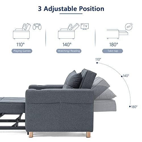 Esright 3 in 1 Convertible Chair Bed, MultiFunction Adjustable