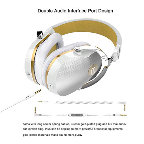 BYZ Professional Hi-Fi Stereo Headphones,On Ear Studio Headphones Wired Headsets with Microphone - Thumbnail 3