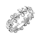 Plumeria Eternity Ring in Sterling Silver - 8mm