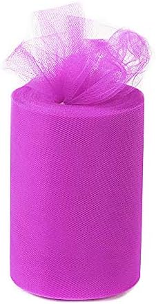 ANMINY 6 Inches x 100 Yards (300ft) Tulle Roll Spool Fabric Tutu for DIY Skirts Wedding Gift Wrap Sewing Crafting Bow Bridal Decorations Birthday Party - Purple