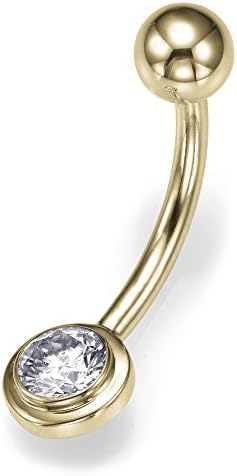 0.32 ct F I1 Diamond Belly Button Piercing Ring Solid Yellow Gold Screw 27541113