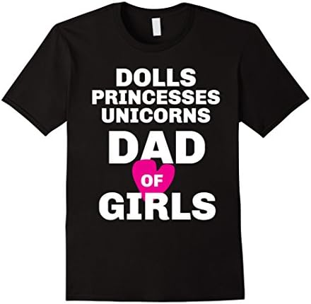 Mens Dolls Princesses Unicorns Shirt for Dad of Little Girls 2XL Black