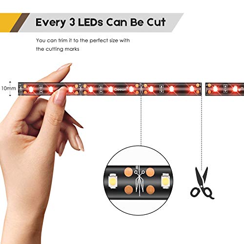 Geeon LED Strip Lights Waterproof 12V Red (620-630nm) for Auto Car Truck Motorcycle Boat Interior Lighting UL Listed 30CM/12'' 3528 SMD Pack of 4 (Renewed) - Thumbnail 3