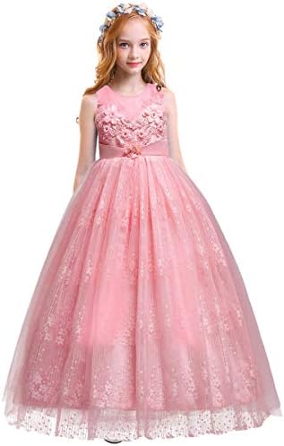 IBTOM CASTLE Little Big Girls'Tulle Retro Vintage Dresses Flower Lace  Pageant Party Wedding Floor Length Dance Evening Gown Blush Pink #2 15-16  Years price in Saudi Arabia | Amazon Saudi Arabia | kanbkam