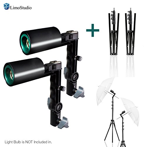 LimoStudio Photography Flash Cold Shoe Mount Adapter Bulb Socket, 33" White Umbrella Lighting Reflector, Tripod Photo Stand, Single Head Photo Bulb Socket, Hot Shoe Mount, AGG2789 - Thumbnail 6
