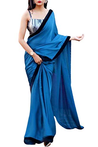 Lady Queen With S F Brand Silk,Satin border lace with Digital Printed Blouse Saree