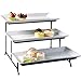 Porcelain 3 Tier Serving Tray - Rectangular Tier Serving Tray - Party Dessert Tiered Tray, 12-Inch Plate Set - White Tiered Cake Serving Stand- Dishwasher Safe Porcelain Appetizer 3-Tier Stand