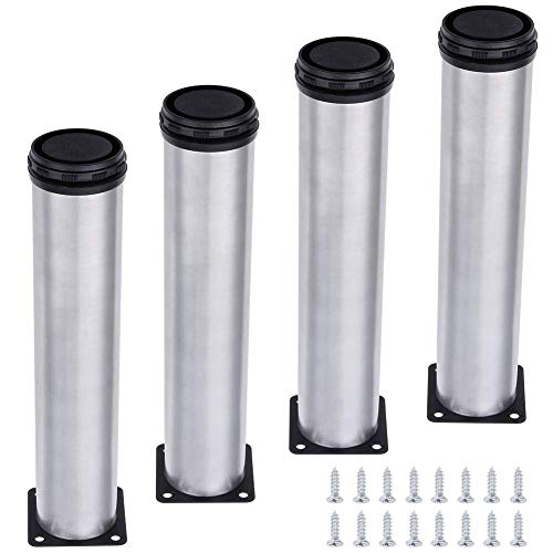 AOWISH 4-Pack Stainless Steel Furniture Legs Furniture Foot Upgraded & Thickened Cabinet Metal Legs 2 Inch Diameter Shelves Sofa Table Kitchen Adjustable Feet with 16 Screws (10 Inch/250 mm Height) - Thumbnail 6